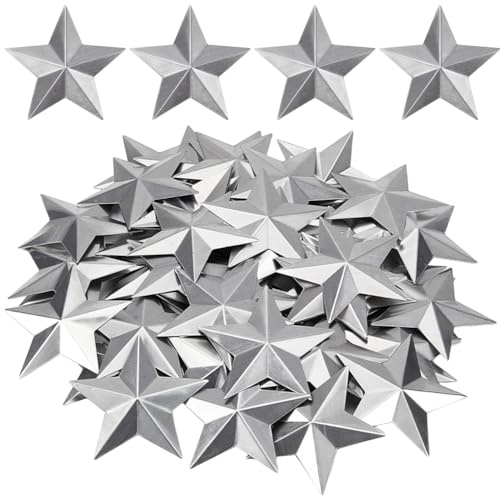 GORGECRAFT 80 Pieza 53mm Galvanizada Mini Estrella de Granero de Metal Vintage Rústico Estrella Ornamento Tridimensional Árbol de Navidad Estrella para Colgar Pared Corona de Vacaciones Decoración