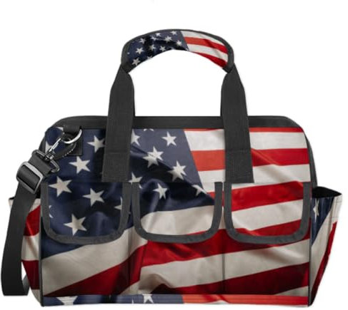 Flagge Amerikanische Werkzeugtasche Flagge USA Multifunktions-Werkzeug-Organizer Handtasche Elektriker Handwerker mit Schultergurt Tote Werkzeugtaschen für Werkzeuge Kleinteile