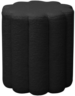 SVITA Dahlia - Tabouret de Maquillage - Table d'appoint - Ottoman - Rond - Boucle en Peluche - Moderne et élégant - pour Salon, Couloir, Bureau, Coiffeuse - Noir