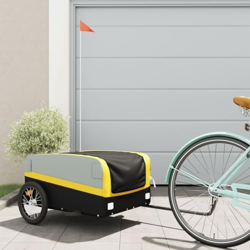 CIADAZ Lastenanhänger für Fahrrad Schwarz und Gelb 45 kg Eisen, Fahrradanhänger, Lastenanhänger Fahrrad, Anhänger Fahrrad, Lastenanhänger Für Transport - 94043