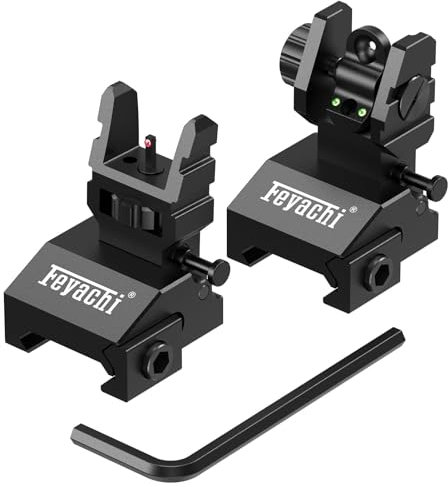Feyachi S37 Flip Up Visiere Klappbare vordere und hintere Eisenseiten BUIS Visiere, Backup-Visierset Airsoft-Zubehör für Picatinny-Schiene auf