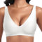 Jiuday Tiefer V Push Up BH ohne Bügel for Damen Bequemer BH für Große Brüste Starker Halt Seamless Soft Bra Bügelloser Gepolstert Nahtloser Glatter Bralette (Weiß,XL)