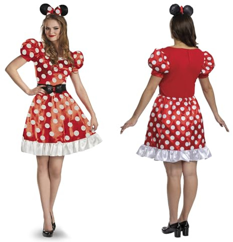 Disguise Disney Minnie Mouse Fancy Dress for Adults, Officially Licensed, Iconic Red Polka Dot Dress & Minnie Mouse Ears Headband, Dress Up for Women, in UK Sizes 8-10, 12-14 & 16-19
