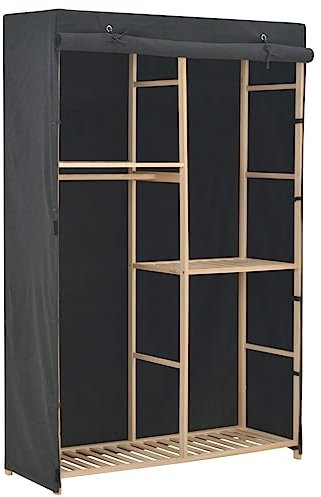 Willood 3-stufiger Kleiderschrank Grau 110 x 40 x 170 cm Stoff