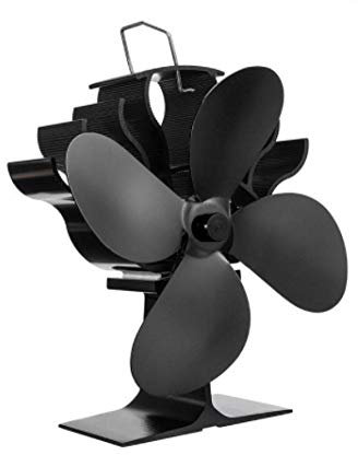 HPTHLY Black 4 Blade Heat Powered Stove Fan Log Wood Burner Eco Friendly Quiet Fan Home Efficient Heat Distribution