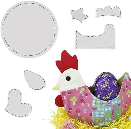 Fulenyi Ostern Handwerk Nähen Lineal, Huhn Korb Vorlage Quilten Lineal | Niedliches Muster zum Selbermachen - Eierkorb-Tasche, Osterdekoration, Nähschablone, Zeichenwerkzeuge