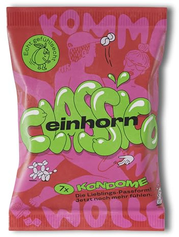 einhorn Kondome I 7er Classico I 7 Stück I Standardgröße 54 mm I vegane, hormonfreie Verhütung ohne Chemie I natürlicher Gleitfilm I nachhaltig und sicher