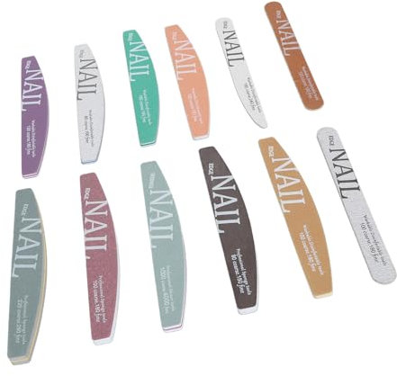 Lima per Unghie a Mezzaluna 12 Pezzi, Forma Lucidante, con Grana Lucida, Lima per la Cura delle Unghie per Manicure