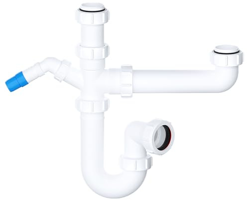 SPARES2GO Siphon de 40 mm et demi-évier 3,8 cm pour appareil de cuisine - Kit de joint d'étanchéité 75 mm