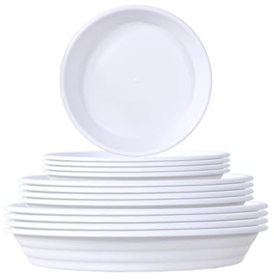 FEMONGY Plant Pot Saucers 12 Pcs Plant Saucers 3 Sizes Plant Trays for Pots, Plant Saucers for Pots, Plant Saucer, Plant Tray - Allow Plants to Retain Moisture/Protects Furniture (White)