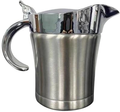 Sauce Dish - Insulated Gravy Boat - Sauce Bowl with Metal Cover - Dining Table Accessories, Juice Sauce Pot, Double Layer Insulated Cream Jug for Kitchen Restaurants