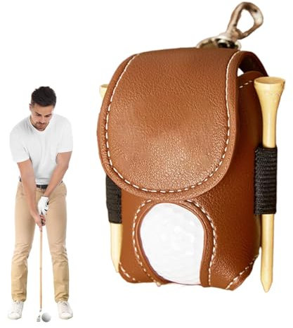 Nuhjytgf Golf Ball Pouch Tee Holder, Golf Ball Holder, Leather Golf Storage Pocket, Golf Tee Bag with Carry Pouch, Compact Golf Ball Pocket, Portable Leather Golf Ball Holder for Golf Balls, Golf