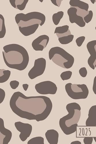 Taschenkalender 2025 - Moderner Leopard Elegant: Wochenplaner mit Uhrzeiten (Woche auf 2 Seiten) | Kalenderbuch | Terminplaner für 12 Monate von Januar bis Dezember | DIN A6 (10x15cm) | auf Deutsch