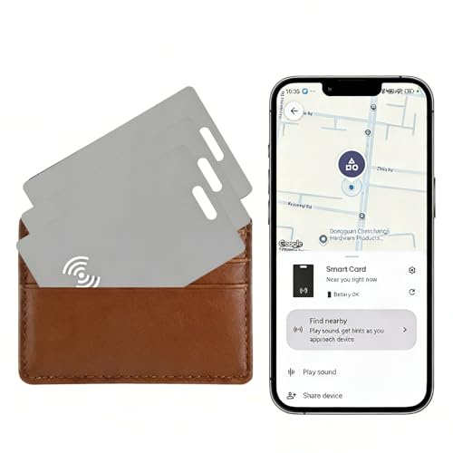 Wallet Tracker Card Wiederaufladbare Air Tag Karte, Funktioniert mit Apple Wo ist? APP (iOS NUR, Android Not Supported), IP68 Wasserdicht, für Gepäck/Geldbörsen/Pässe/Schlüssel, Schwarz, 1 Pack