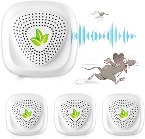 Repelente Ultrasónico de Plagas,2025 Nuevo Electrónico Repelente Mosquitos Insectos para Interiores Anti Cucarachas, Moscas,Mosquitos,Ratones,Arañas,100% Inofensivo para Mascotas y Humanos(4 Pack)