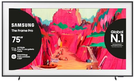 Samsung The Frame Pro 4K Vision AI Smart TV 75'' QE75LS03FWUXZT Modern Frame Design con Wireless One Connect; AI Upscaling, Art Mode, Matte Display, PACCHETTO INTRATTENIMENTO, 2025