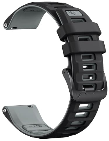 NotoCity för Garmin Vivoactive 5/3 rem, 20 mm för Garmin Forerunner 245/55/165/645, Venu SQ/2 Plus rem, ersättning silikon klockarmband för Vivomove 3/HR/Luxe/Style (svart/grå)