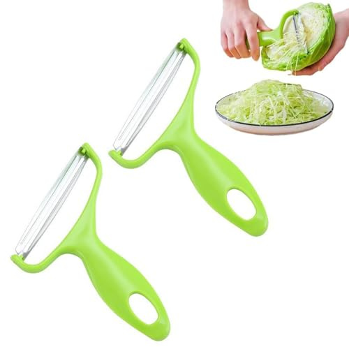 2Pcs Green Cabbage Shredder,Stainless Steel Fruit Vegetable Potato Peeler Cabbage Graters,Vegetable Cutter Cabbage Slicer,Kitchen Must Have for Home Restaurants 18 * 12cm
