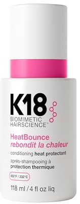 K18 HeatBounce Conditioning Heat Protectant Spray, Lightweight Leave-In Conditioner + 450℉ (232°C) Heat Protection, Soften, Smooth + Detangle All Hair Types, 4 Fl Oz Liq