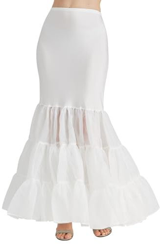 BEAUTELICATE Jupon De Robe Sirène Fishtail Crinoline Long de Femme Jupe à Cerceaux pour Robe de Mariage Mariée Soirée Cérémonie Petticoat Rockabilly Ivoire