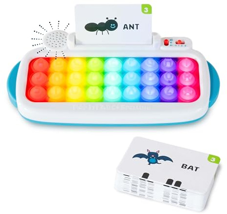 Chuckle & Roar Pop It! ABC & Spelling Keyboard – Interactive Alphabet & Sight Word Learning Toy with LED Lights, Soft Sensory Keys, 3 Grow-with-Me Modes, Screen-Free Educational Toy for Kids