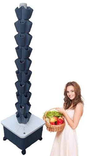 ToayNia Vertical Hydroponic Tower,Soilless Hydroponic Planting Columns Tower,Vertical Tower Planters,Hydroponics Growing Tower,for Indoor/Outdoor Gray-10-layer