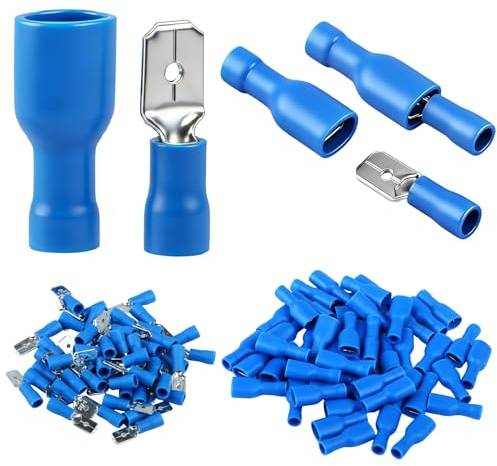 100Pcs 14-16AWG Insulated Crimp Male Female Spade Connectors Kit