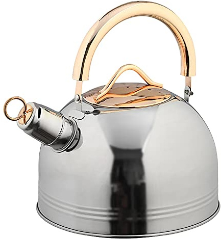 QTYQWC Bouilloire à thé sifflante 3L Bouilloire à sifflet Bouilloire à café en Acier Inoxydable avec poignée Théière pour Camping randonnée