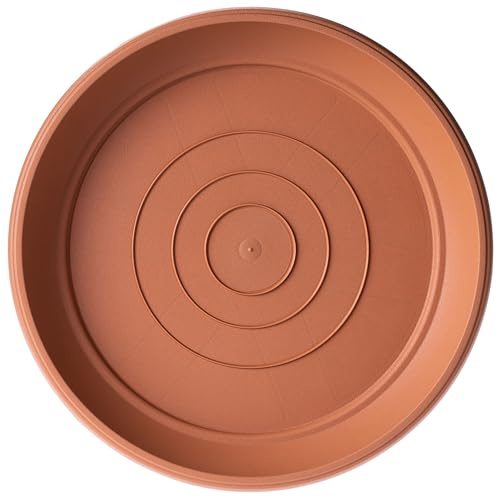 KADAX Sottovaso rotondo da 46 cm, diametro 1 pezzo, sottopentola in plastica, per interni ed esterni, accessori per vasi e vasi da fiori (terracotta)