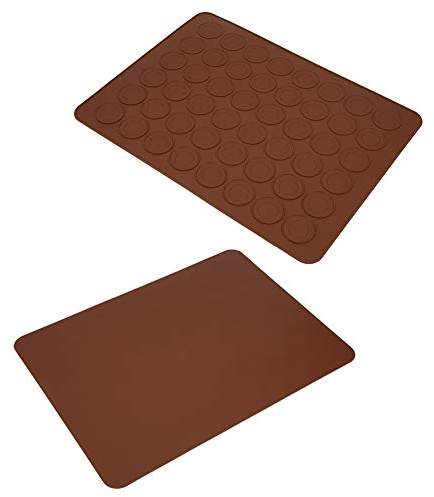 CHICIRIS Tappetino per Macaron in Silicone Antiaderente Teglia da Forno a 48 Fori per Decorazione di Torte e Uso Domestico Colore caffè Ecologico 15,2x11,2 Pollici