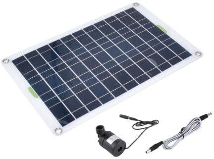 YUKERMARB Kit Pompa Acqua Solare, Pompa per Fontana Solare 12V con Pannello in Plastica Siliconica, Portata 800 L/h, Pannello 42 X 27 Cm, per Laghetto da Giardino, Abbeveratoio per Uccelli,