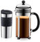 Bodum K11068-01 Set aus Chambord Kaffeebereiter 8 Tassen und Travel Mug Becher, 0,35 l, Edelstahl mit Silikonring, Schwarz, 34 oz