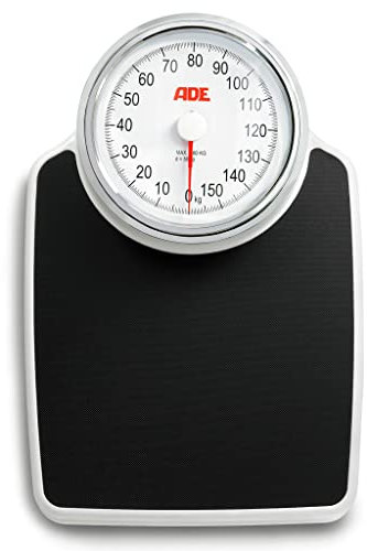 ADE Mechanische Personenwaage M308800 Clinica. Besonders präzise, analoge XL Körperwaage im klassischen Doktorwaagen-Design. Große rutschfeste Wiegefläche und robustes Metallgehäuse Retro-Look. Weiß