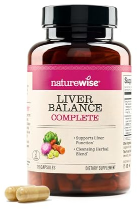NatureWise Liver Balance Detox Supplement - Triple Repair Formula with Milk Thistle, Dandelion, Turmeric, Artichoke, Reishi Mushroom & Kudzu, - Vegan - 120 Capsules[60-Day Supply]