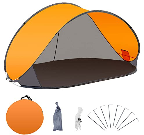 Duhome Strandmuschel Pop Up Strandzelt UV Schutz Wurfzelt Wetter- und Sichtschutz Campingzelt für Familien Strand Camping, Orange