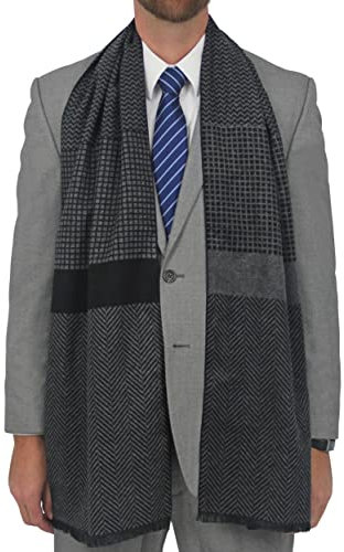 Ocomfly Herren Kaschmir-Schal – Premium-Schal für Herren in Geschenkverpackung Ultra warm, weich, langlebig und stilvoll. Limitiert erhältlich., Grau (Fischgrätmuster), Once size fits all