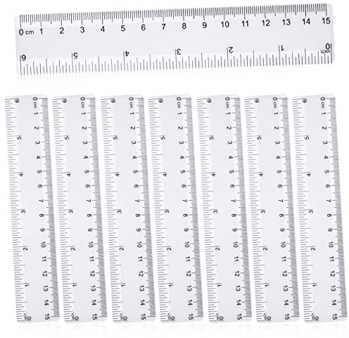 8 Pack 15cm Ruler, Plastic Clear Shatterproof Rulers for School