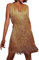 MIMIKRY Tina Turner Fringe Dress Ochre / Gold Disco Outfit 70s Women's Costume 20s Charleston Mini Dress, Size: XXL