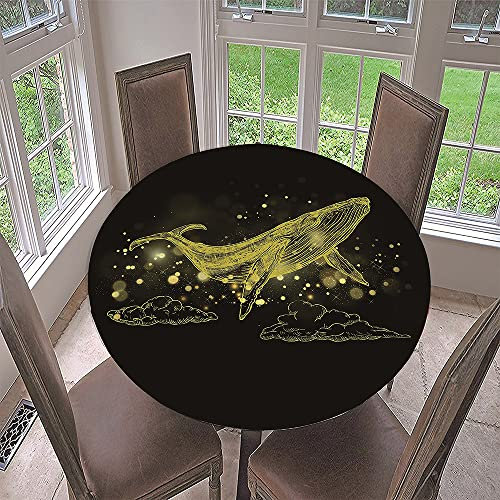 Lukery Tischdecke Rund Abwaschbar Lotuseffekt Gartentischdecke, Wale Gummiband Tischdecke Rund Tischdecken Tischtuch für Indoor Outdoor Schutz (Durchmesser 180cm,Schwarz)