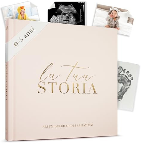 Album Nascita Bambino Bambina | Libro Nascita Bimbo Bimba | 132 Pagine | Regalo Nascita | Diario Neonato | Album Fotografico Bambino per Foto Formato 10 x 15 cm e 15 x 10 cm (Crema)