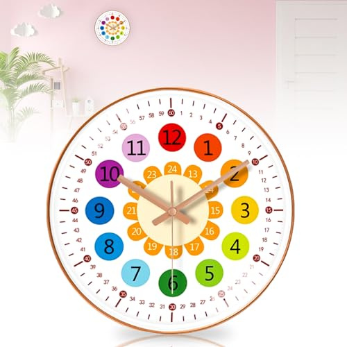 Kinder Wanduhr ohne Tickgeräusche: 20cm wanduhr Lernuhr Kinder Wanduhr Wanduhr Kinderzimmeruhr für Mädchen und Jungen für Kinderzimmer, Küche, Wohnzimmer, Schlafzimmer, Büro