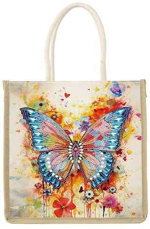SHEGZHUC 26 x 26 cm, borsa per la spesa con diamanti e farfalle, borsa a tracolla per pittura con diamanti