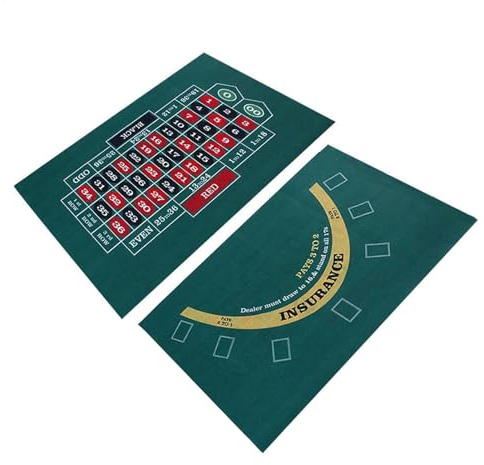 Hqunjikp Dubbelsidig pokermatta, crap-bord och blackjack filt, upprullad roulette bordsmatta för soffbord craps och blackjack (60 x 90 cm)