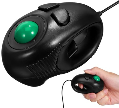 Gadpiparty Portable 4D USB Wired Mini Trackball Mouse Handheld Ergonomic Design with 3 Buttons for Laptop Computer Plug and Play