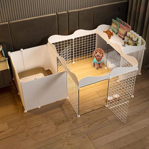 Generic Katzen-Laufstall – Katzenkäfig, Hundekäfig, Metall, Haustier-Laufstall, Katzen-Übungsgehege, Käfig, Hundehütte, Hund, faltbar, für Meerschweinchen, Kaninchen, Welpen, DIY Metalldraht, Hofzaun
