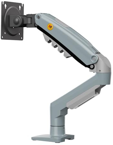 Supporto da scrivania con molla a gas per schermi LCD 17″-30″, grigio-blu, VESA 75 mm e 100 mm, rotazione a 360° con peso da 2 a 9 kg