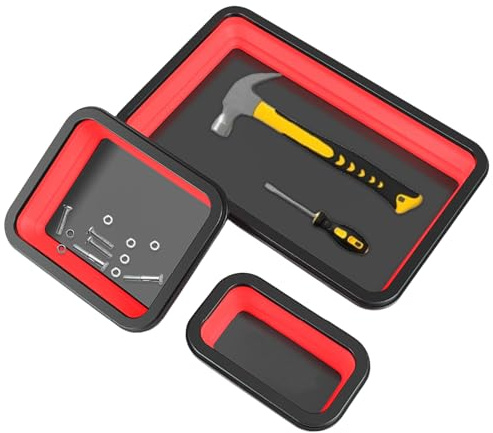 Soporte magnético para herramientas - Barra portautensilios magnética | Bandeja de almacenamiento magnética | Juego de bandejas para herramientas magnéticas de acero inoxidable | Bandeja magnética