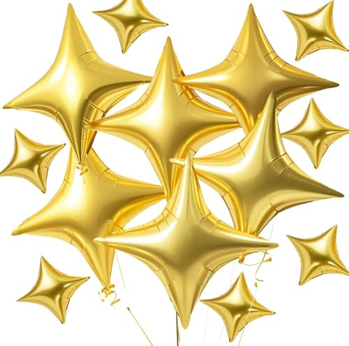 DecoGlee 30 st 66 tum och 10 tum stjärnballonger stora guld fyrspetsiga formade folie ministjärna mylar-ballonger för födelsedag bröllop baby shower årsdag förlovningsfest dekorationer tillbehör