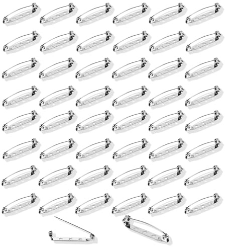 fKiZanthene 50 Pcs Silver Safety Pins Metal Brooch Pins for Crafting and Sewing Durable Badge Pin Backs for DIY Brooch-Making Clothes Decoration and Art Projects