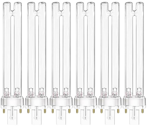 Joworthy 6 Pcs JUP-01 Aquarium Clarifier Bulbs, 9W G23 Base Replacement Light Bulb Compatible with UVE9 CF400 CF500 UVCP-9 Light, for Crystal Clear Water in Fish & Turtle Tanks, Outdoor Ponds